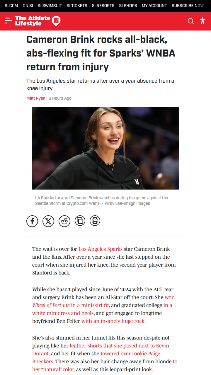 Cameron Brink’s bold return lights up LA