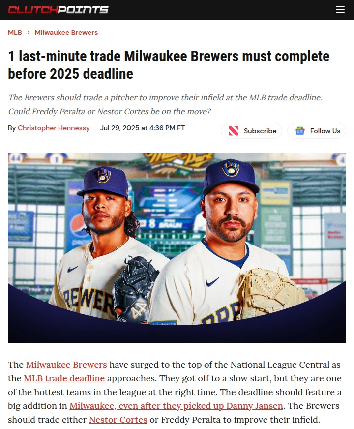 Should the Crew Deal Peralta or Cortes?