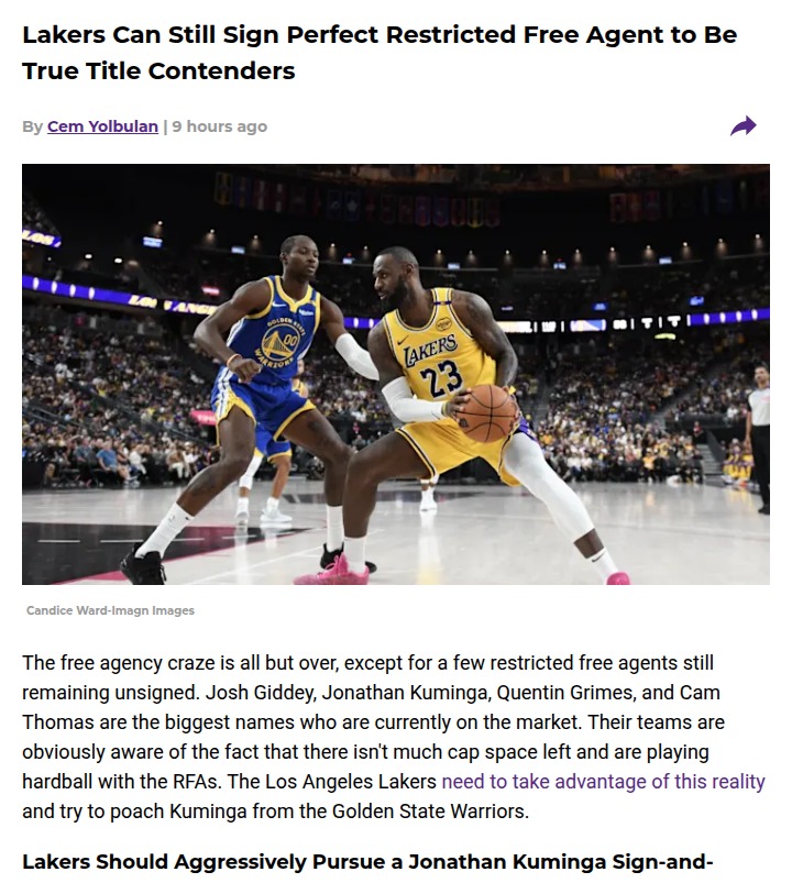 Should the LakeShow Go All-In for Kuminga?