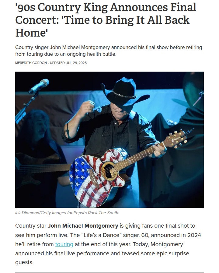 Lexington’s getting John Michael Montgomery’s last show