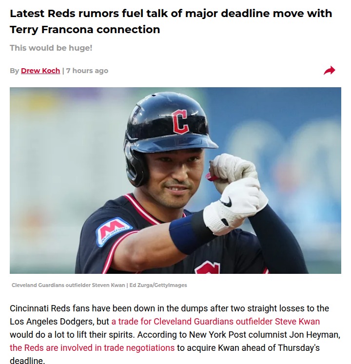 Could Kwan Be the Reds’ Deadline Gamechanger?
