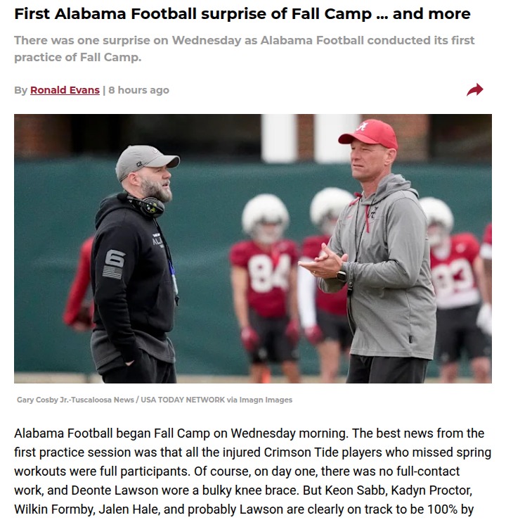 Unexpected shakeup at Alabama Fall Camp