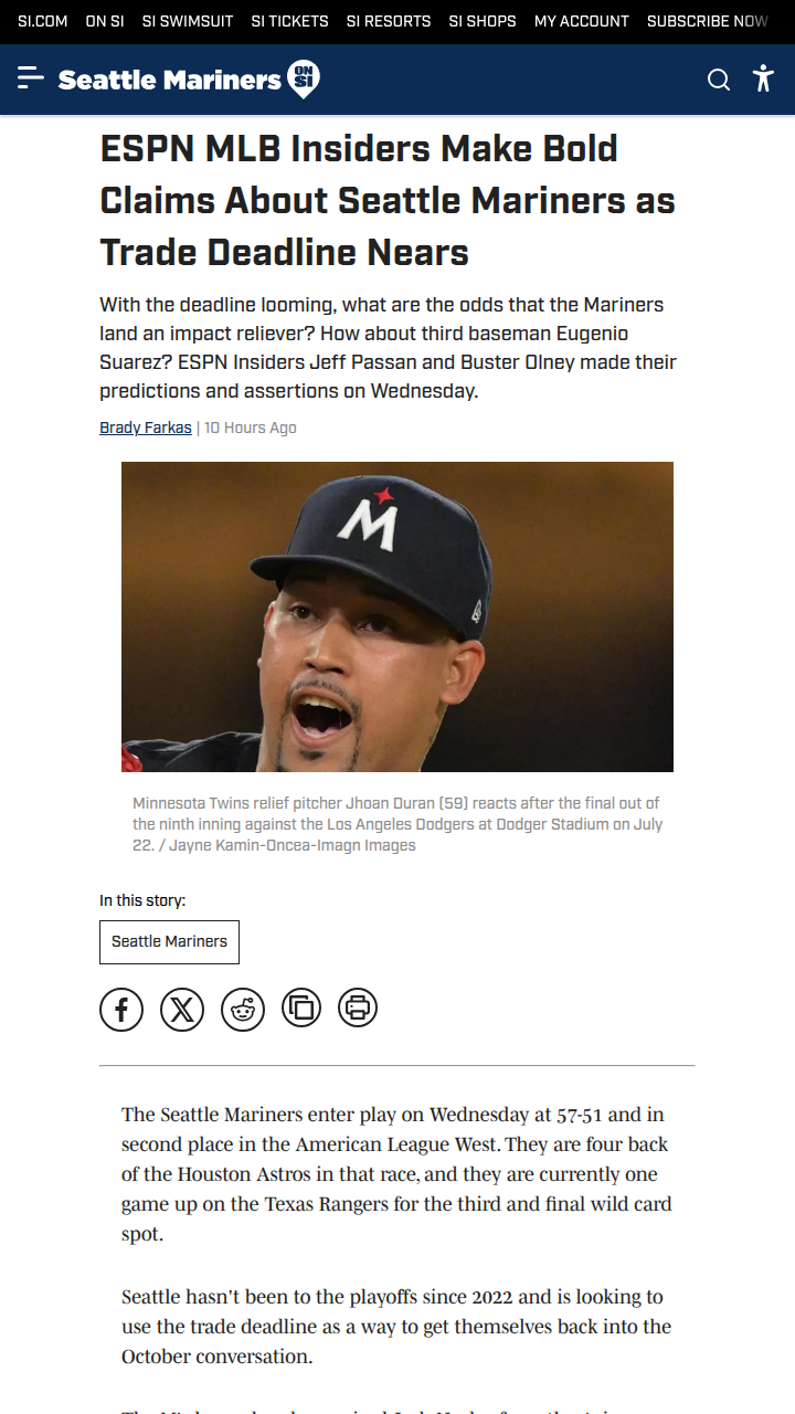 Mariners trade buzz heats up before deadline