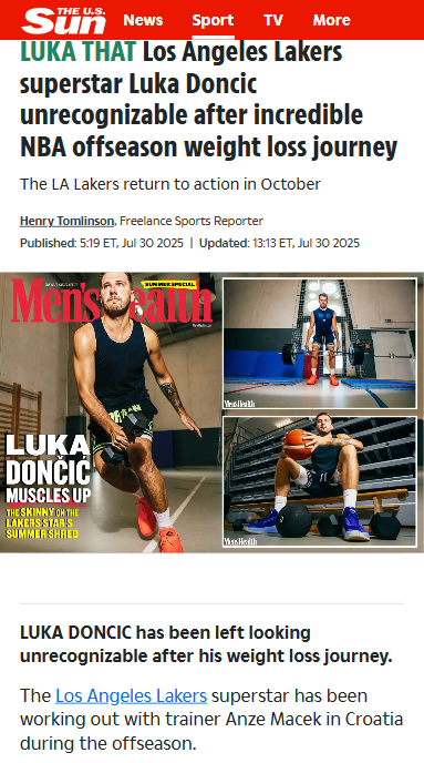 Luka Doncic’s Wild Offseason Glow-Up