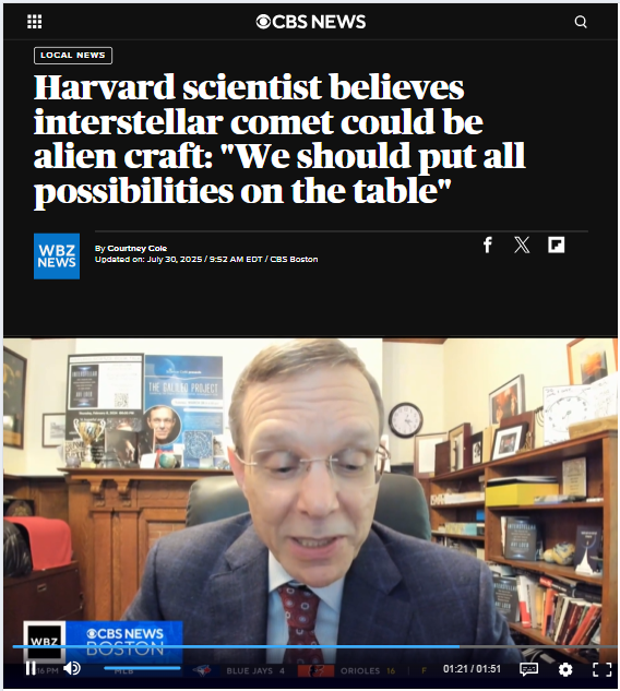 Harvard Prof Thinks 3I/ATLAS Might Be Alien