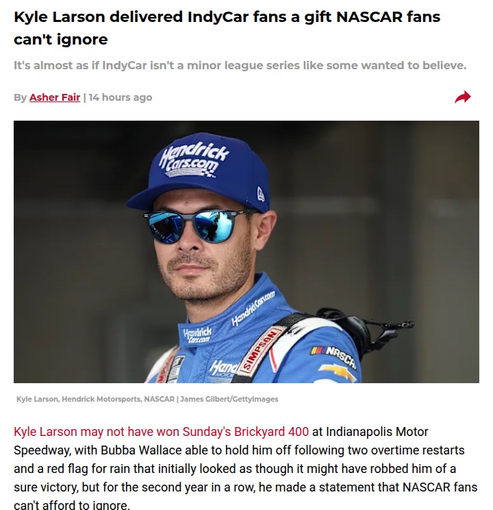 Larson’s Indy 500 Struggles: IndyCar’s Win?