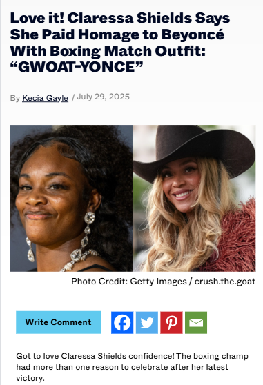 GWOAT-YONCE: Shields Channels Queen Bey