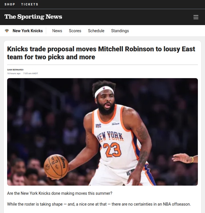 Knicks fans debate Mitchell Robinson trade buzz