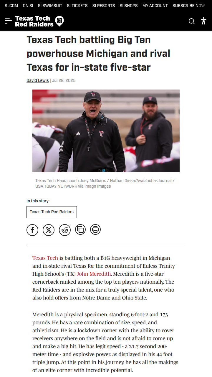 Red Raiders vs Longhorns: 5-Star Showdown