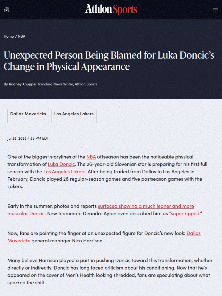Did Nico Harrison Spark Skinny Luka?