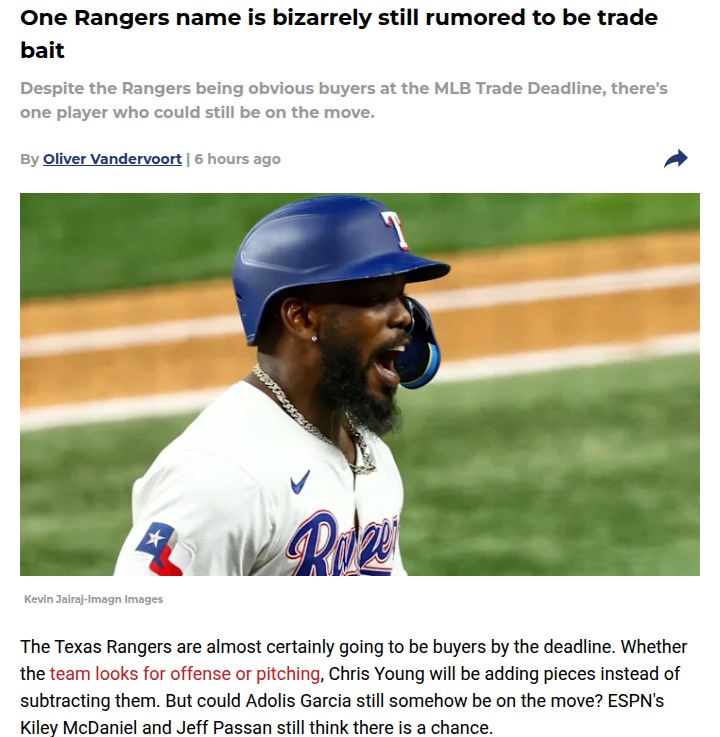 Adolis Garcia trade rumors heat up in Texas