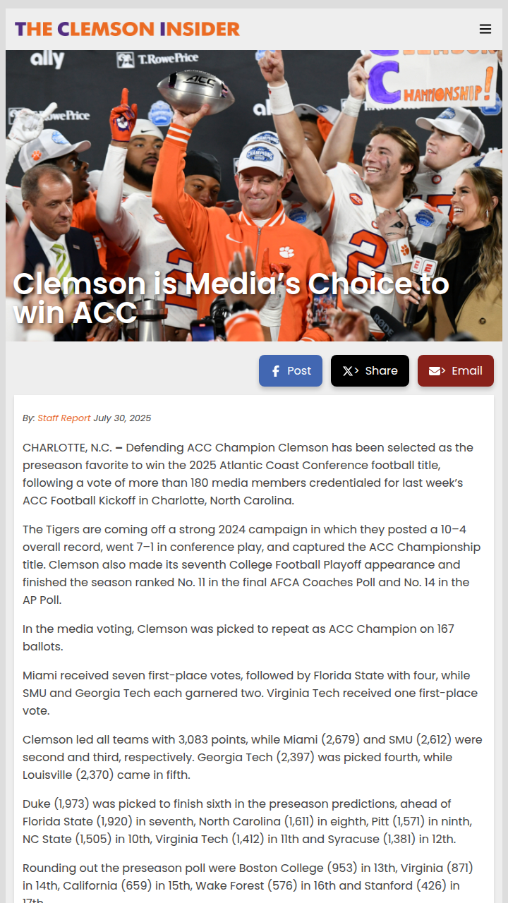 Are the Tigers Unstoppable in the ACC?