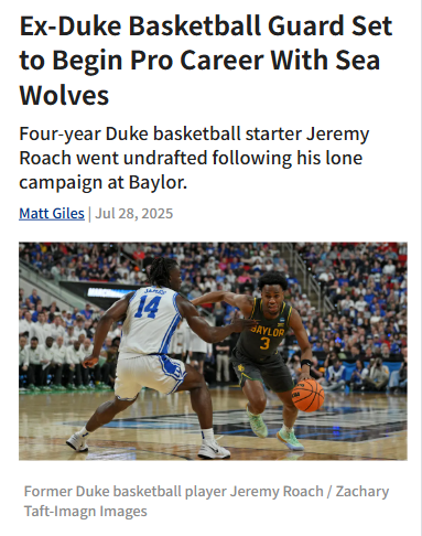 Jeremy Roach Heads to Poland After Duke-Baylor Saga