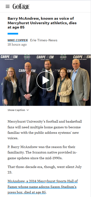Remembering the voice of Mercyhurst