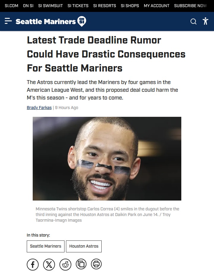Mariners’ playoff hopes face Astros shakeup