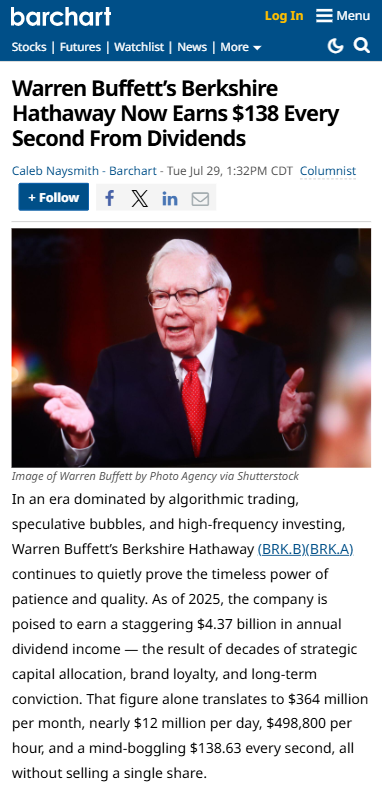 Buffett’s $138-Per-Second Secret