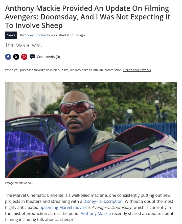 Anthony Mackie’s Sheepish Avengers Update 🐑