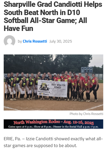 Sharpsville stars shine in D10 softball showdown