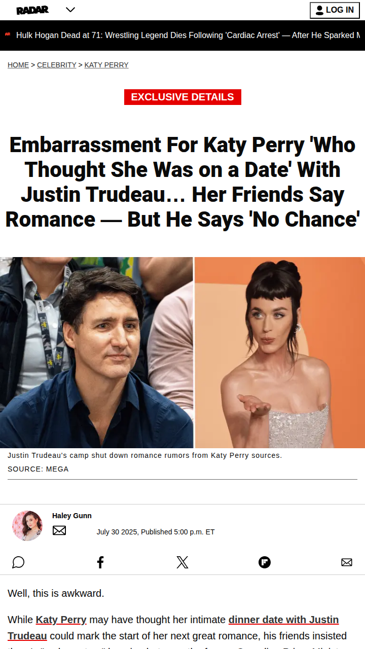 Katy Perry's Trudeau Date Drama 🍸