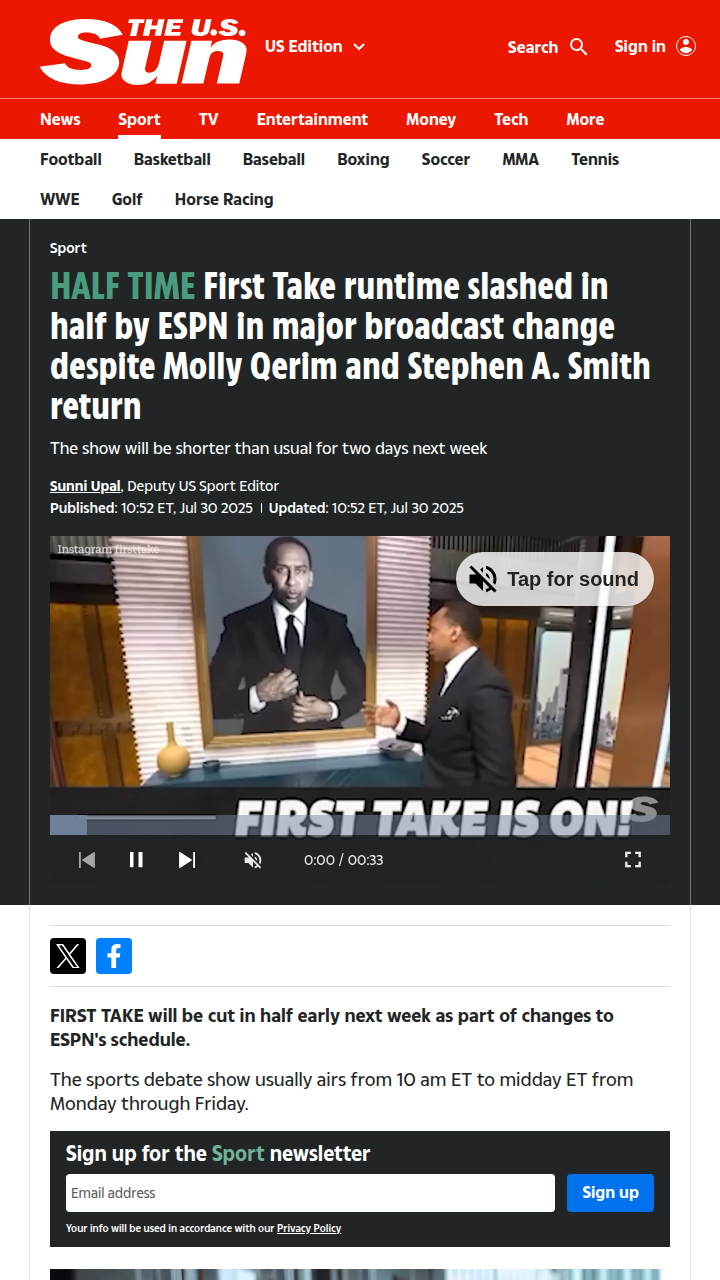 First Take fans split over ESPN's big cut ✂️