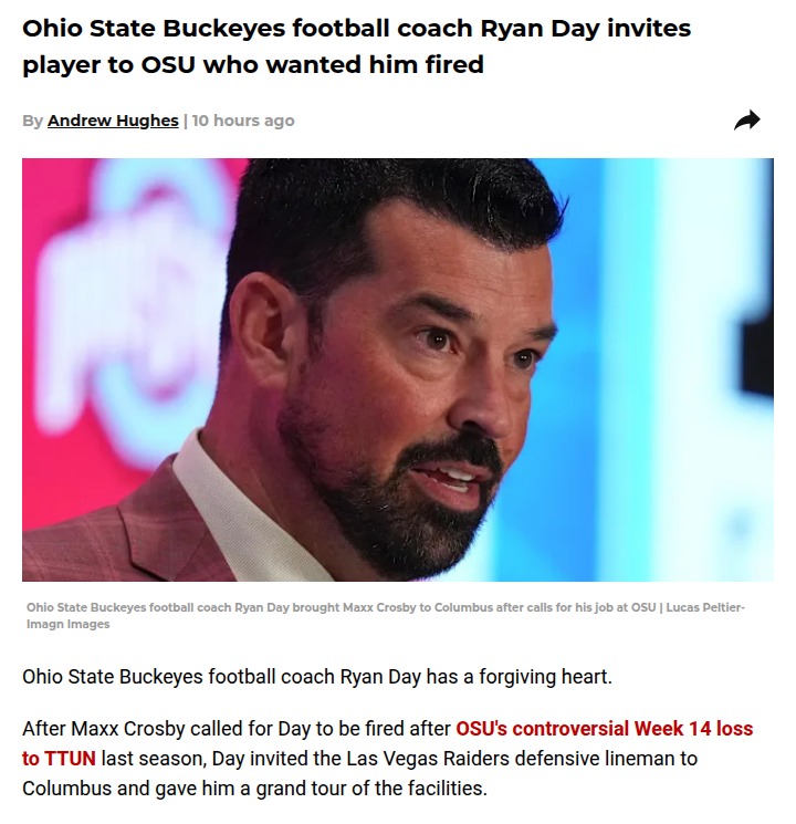 Buckeyes coach Ryan Day surprises with forgiveness