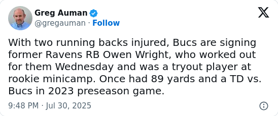 Bucs shake up running back lineup