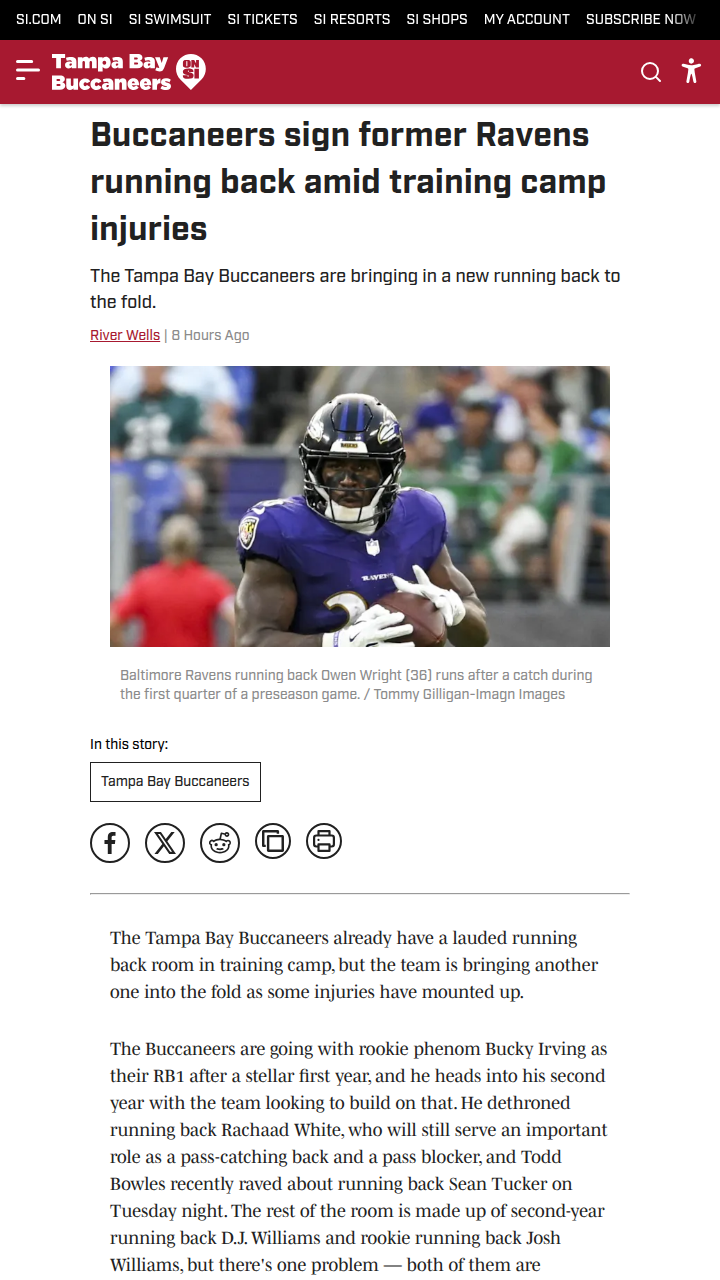 Bucs shake up running back lineup