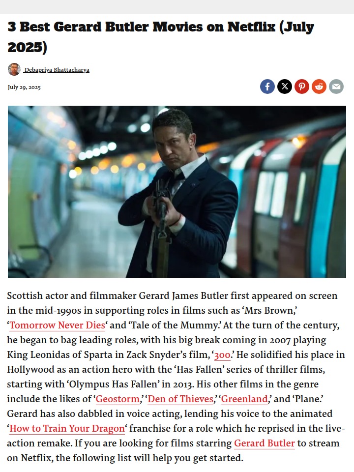 Gerard Butler’s Netflix Picks 🔥