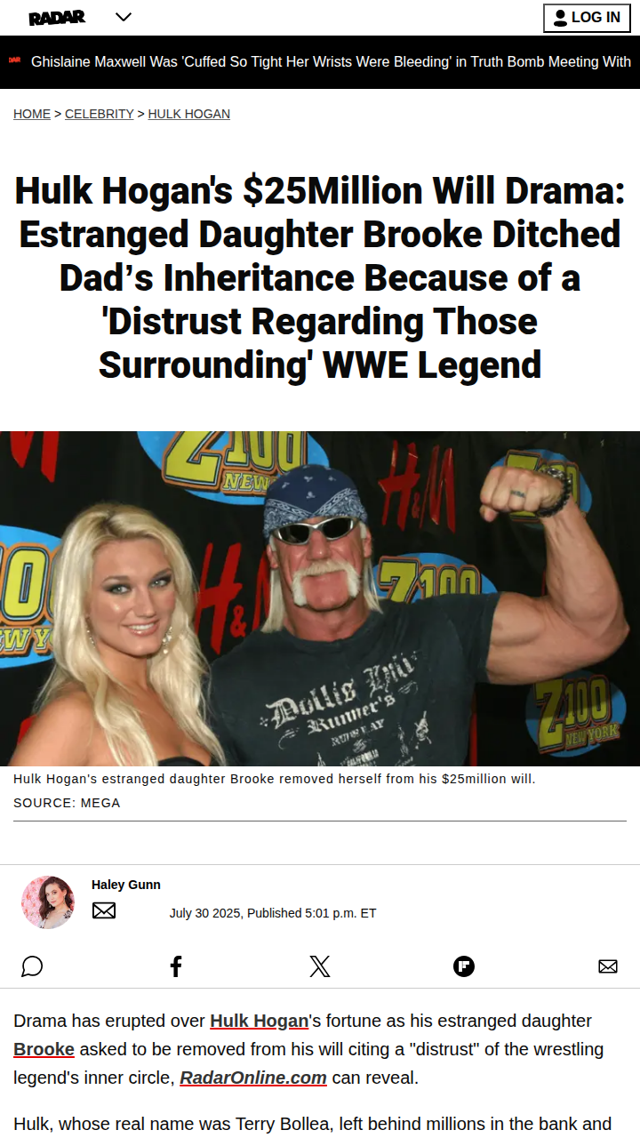 Brooke Hogan Walks Away from Hulk’s Will
