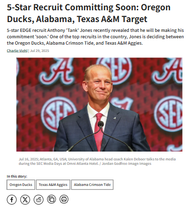 Tank Jones’ Commitment: Tide or Ducks?