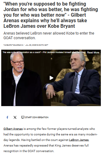 Gilbert Arenas: Why King James Outshined Kobe