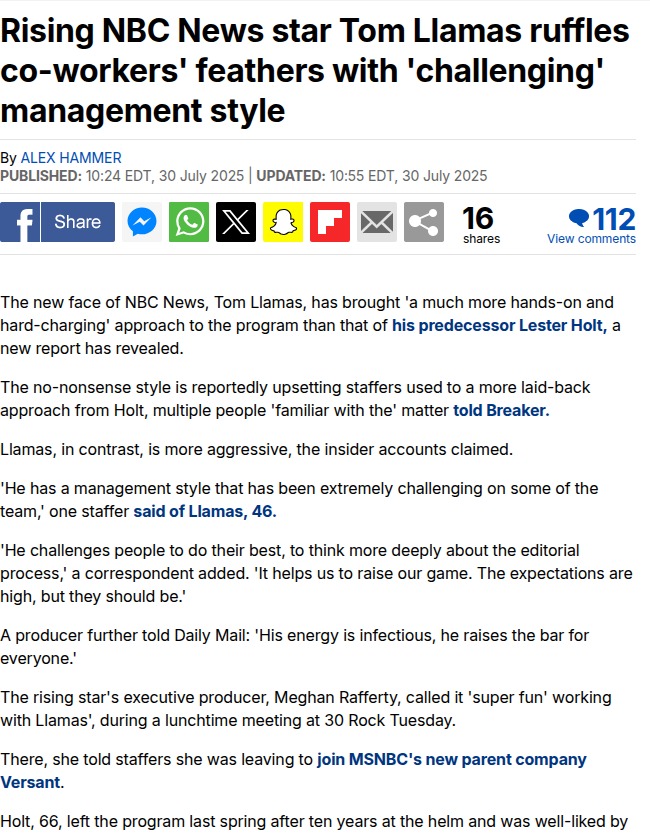 Tom Llamas Shakes Up NBC News Staff 😳