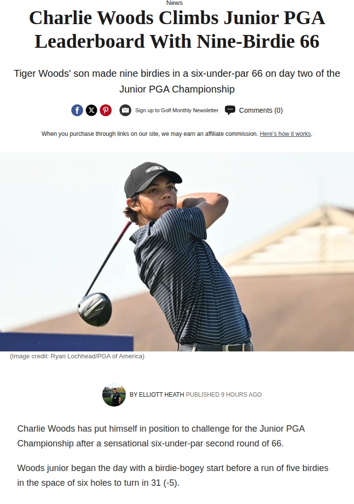 Charlie Woods’ Birdie Blitz Shakes Up Junior PGA