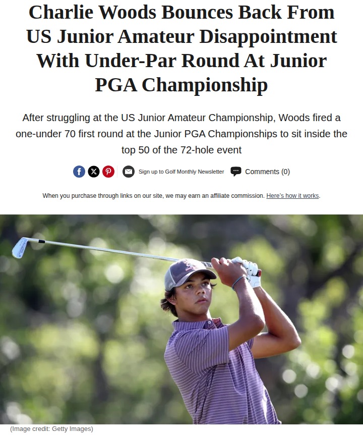 Charlie Woods Shakes Off Junior Am Woes