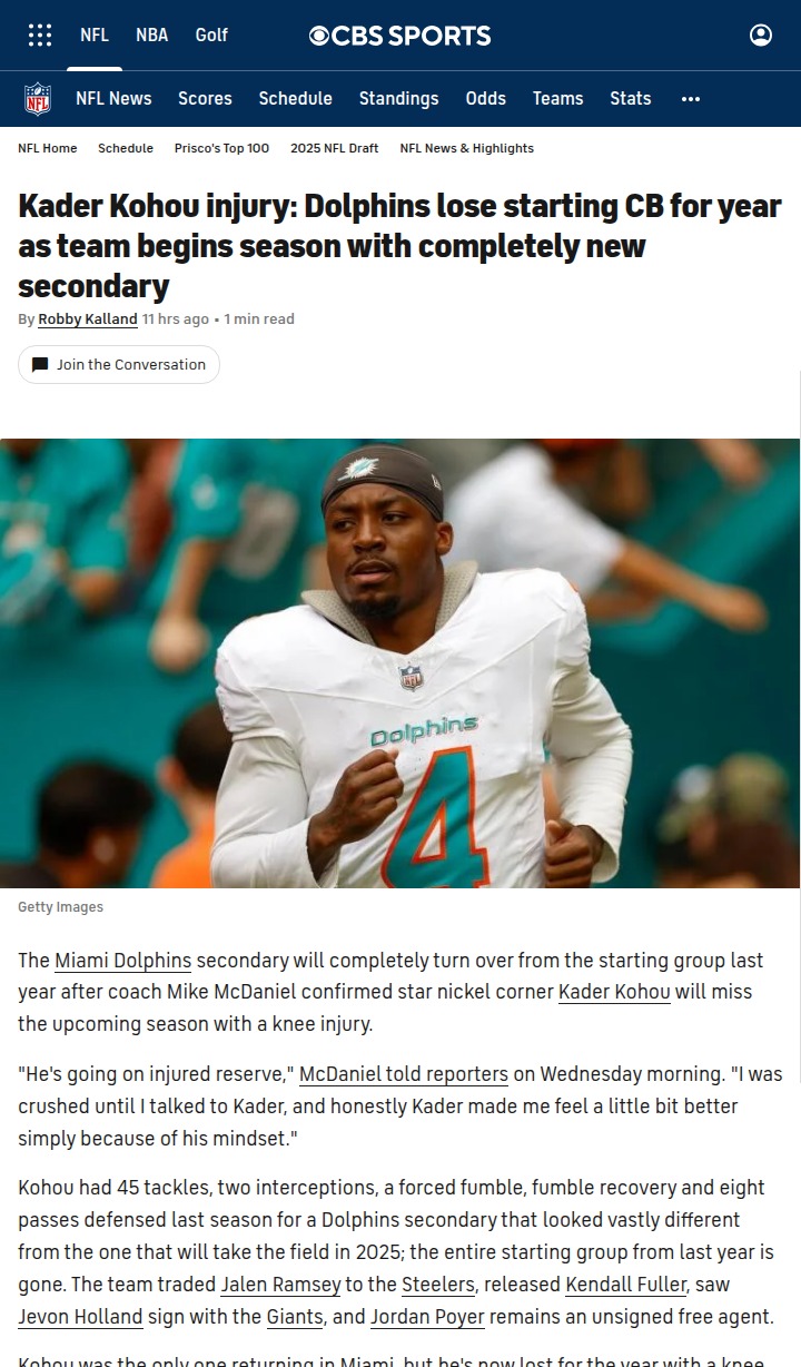 Dolphins secondary faces total reset