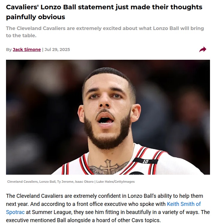 Why the Cavs are all-in on Lonzo Ball