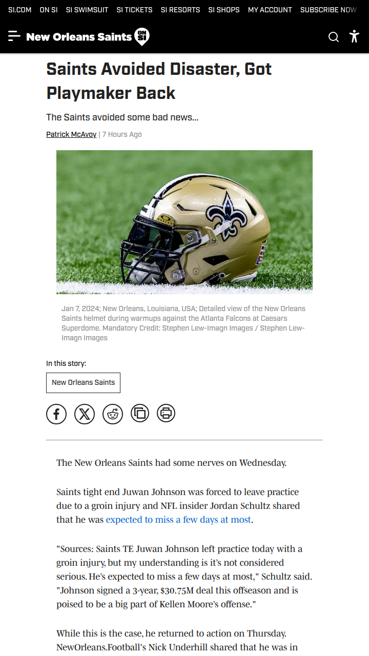 Saints’ tight end drama: Juwan Johnson’s quick return
