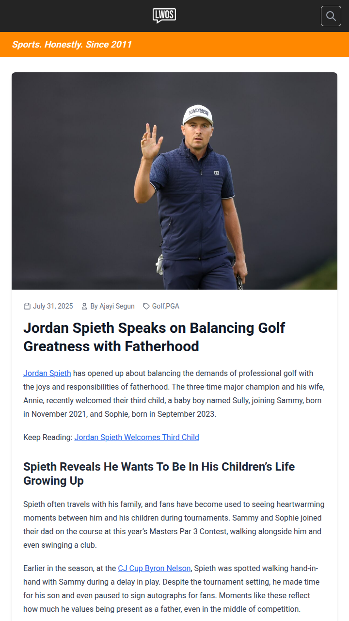 Spieth’s Dad Life: Golf’s New Balancing Act