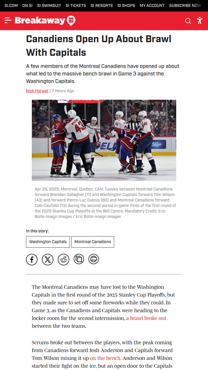 Bench Brawl: Habs vs Caps Gets Heated