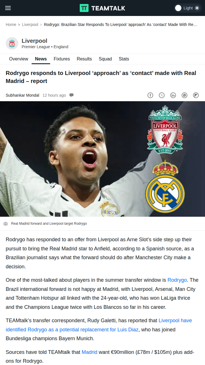 Rodrygo to Liverpool? Real Madrid Saga Heats Up
