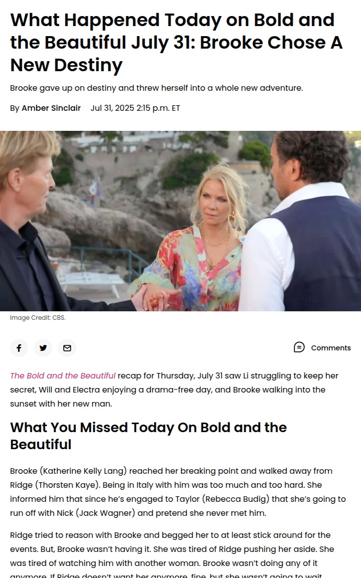 Brooke’s Bold Move: Chose Nick Over Ridge! 🌅