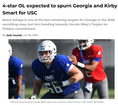 USC vs Georgia: Kolojay’s Commitment Drama