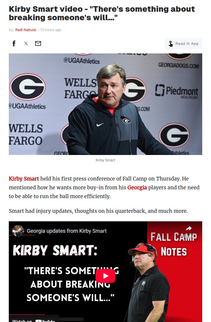 Kirby Smart’s bold message to Georgia players