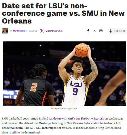 LSU vs SMU hoops showdown set for NOLA