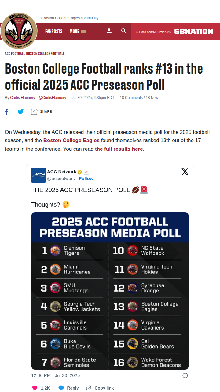 Boston College Football faces tough 2025 outlook