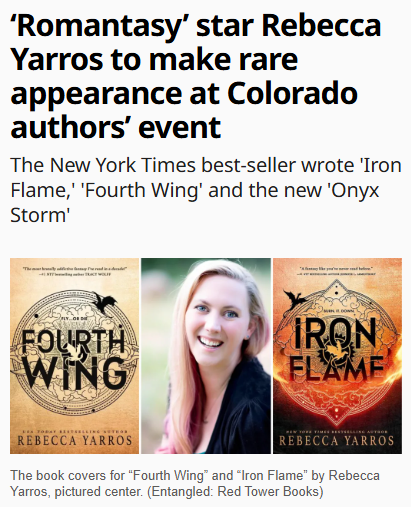 Rebecca Yarros brings ‘romantasy’ buzz to Colorado
