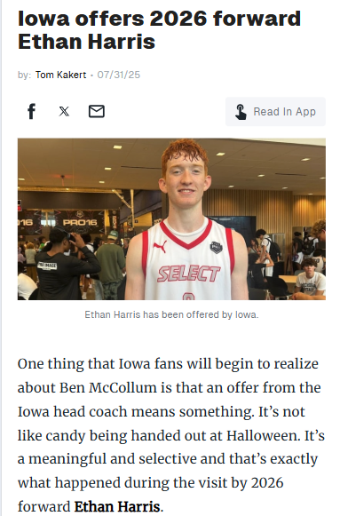 Iowa’s big move: Ethan Harris gets the offer