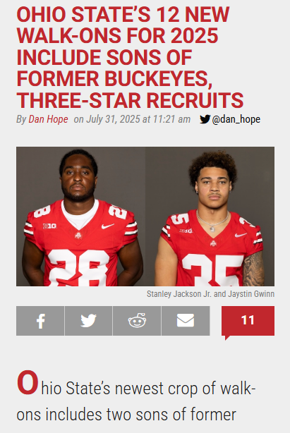 Buckeye legacy: Sons, stars, and surprises in 2025 walk-on class
