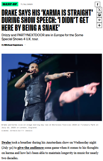 Drake’s ‘Karma’ Speech Sparks Snake Debate 🐍