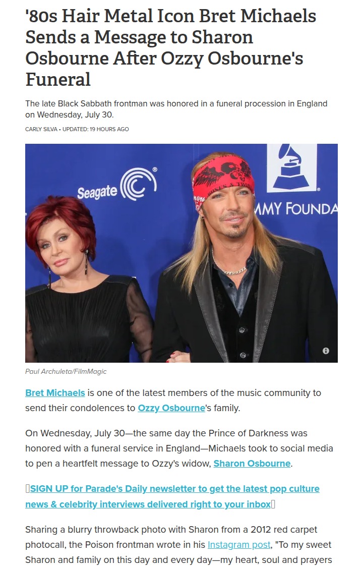 Bret Michaels' Emotional Tribute to Sharon 💔